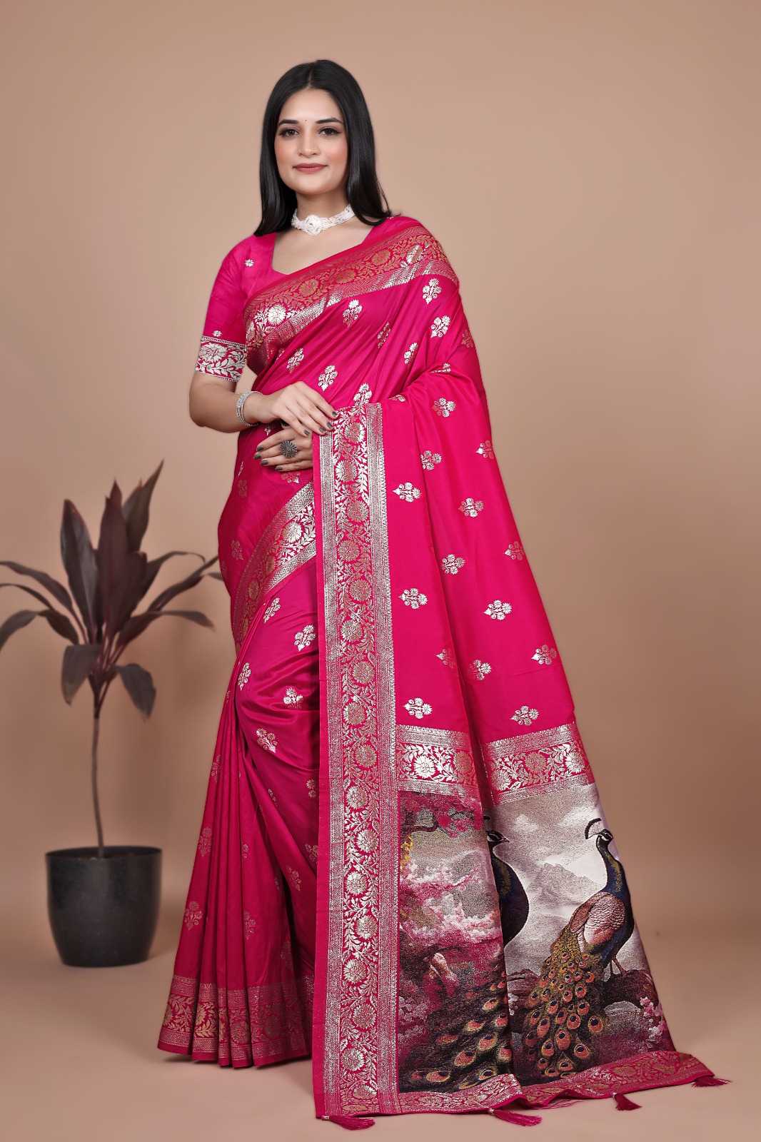 Banarasi Soft Silk Saree in Orange