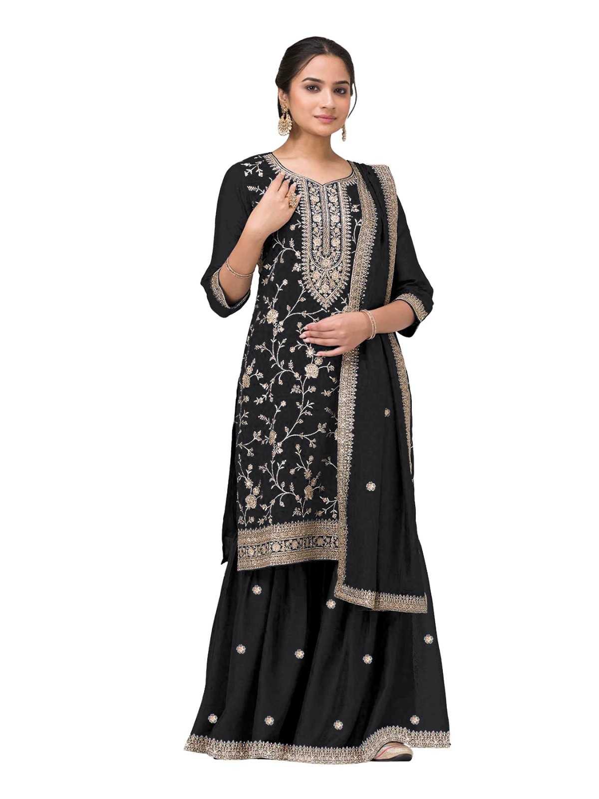 Soft Vichitra Embroidery Suit