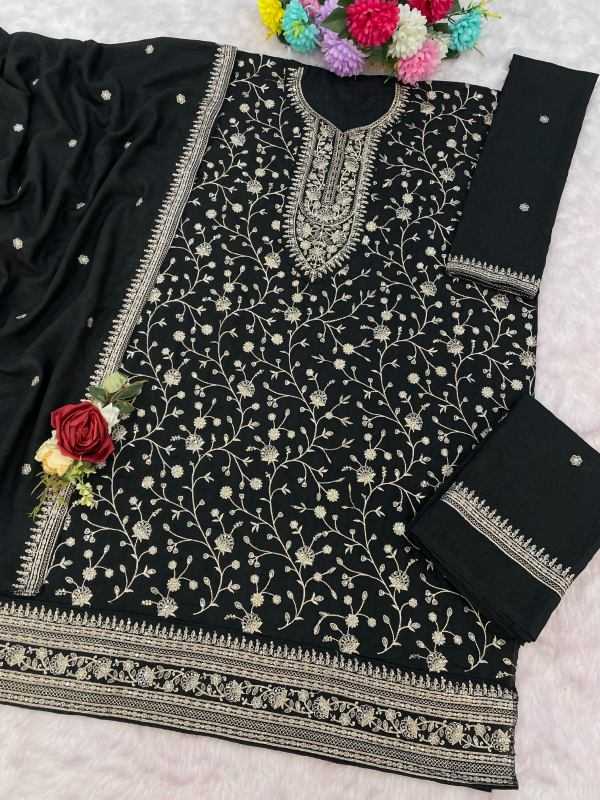 Soft Vichitra Embroidery Suit