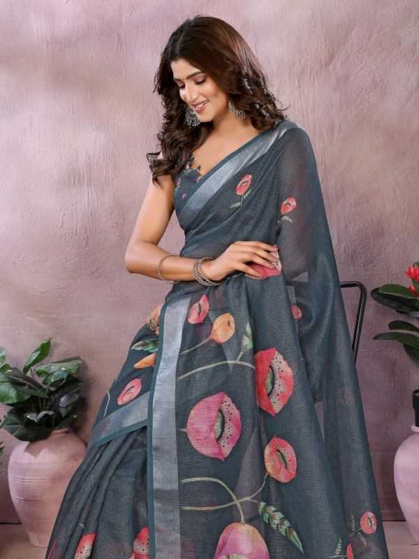 Linen Designer Saree