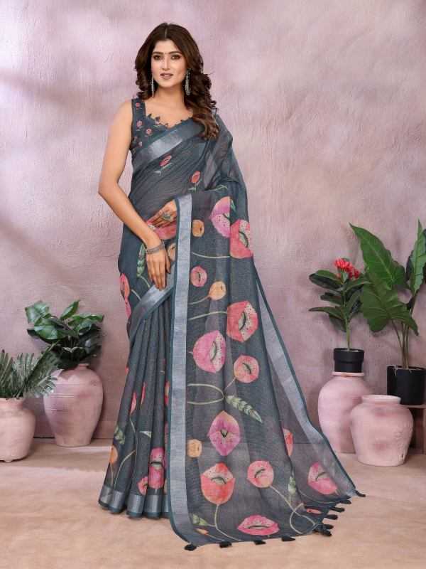 Linen Designer Saree