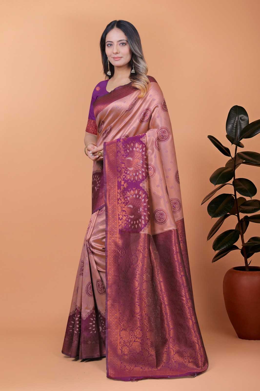 Jacquard Designer Saree in Sky