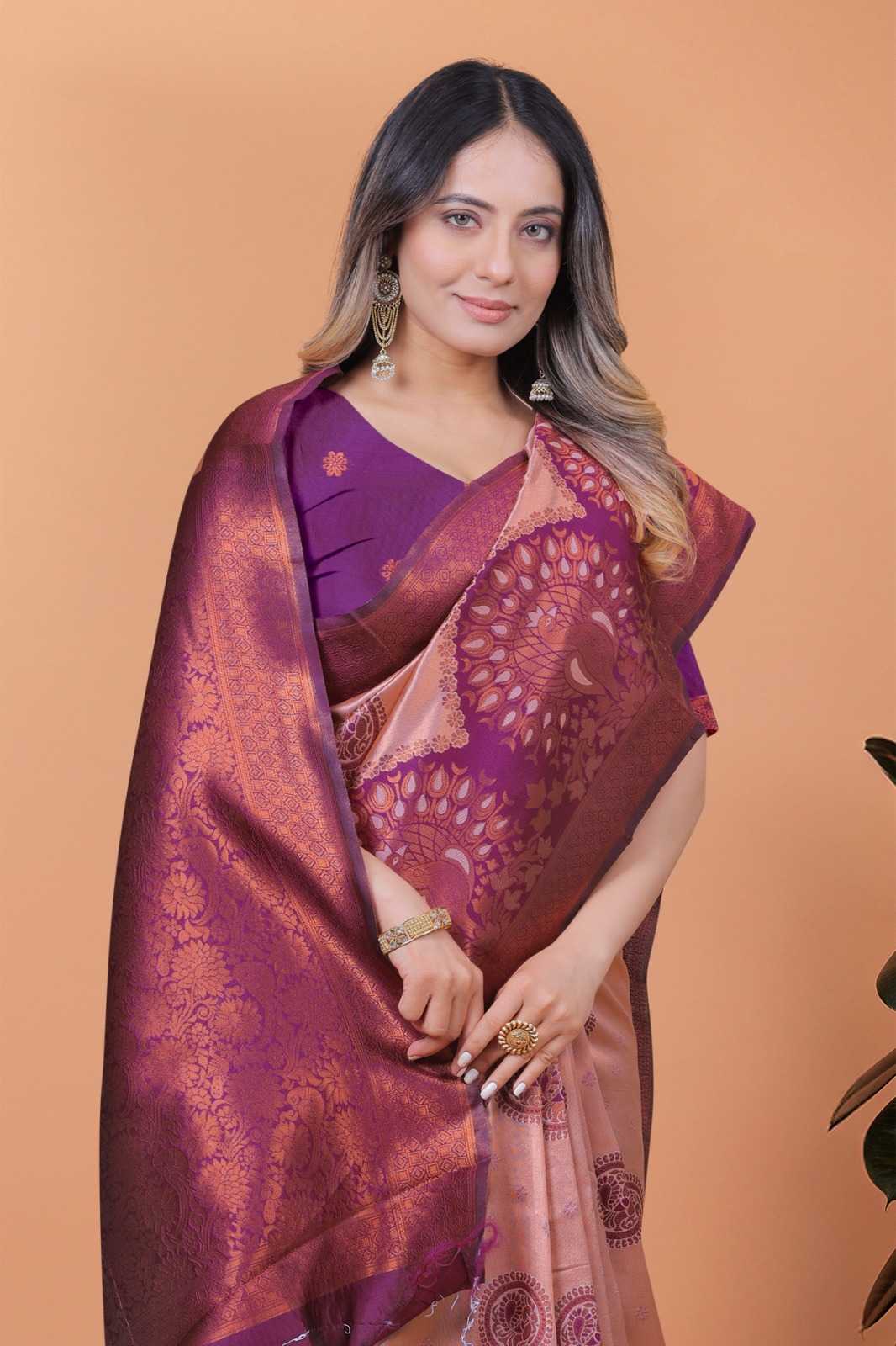 Jacquard Designer Saree in Sky