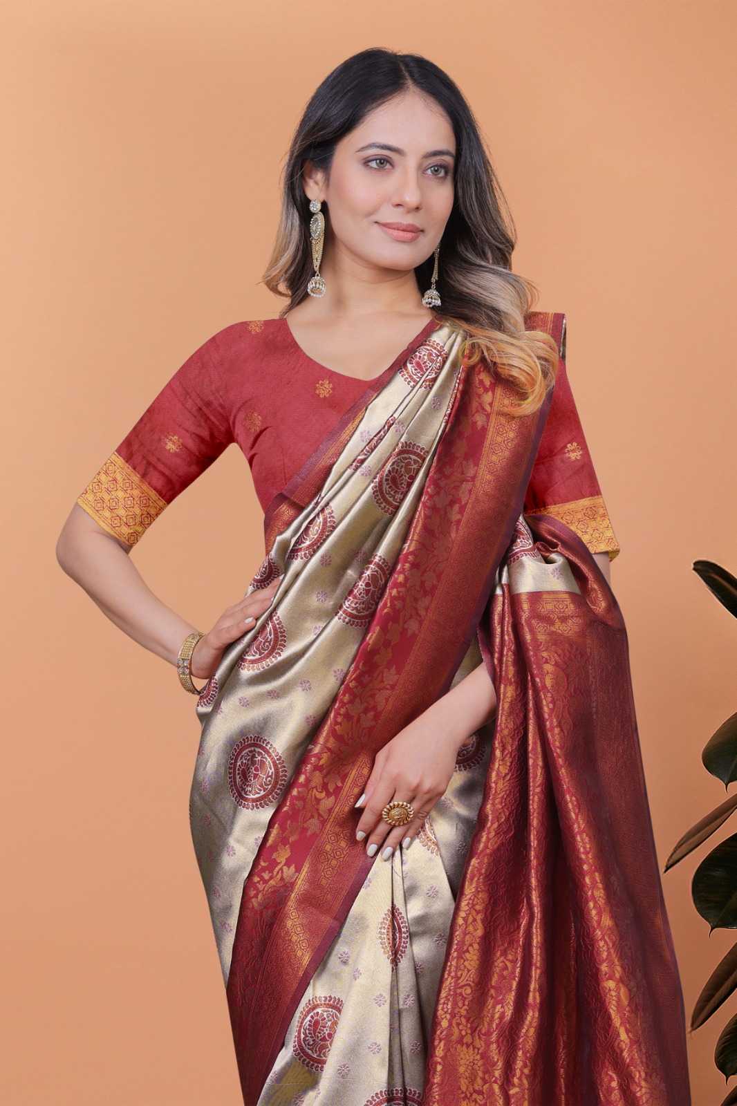 Jacquard Designer Saree in Sky