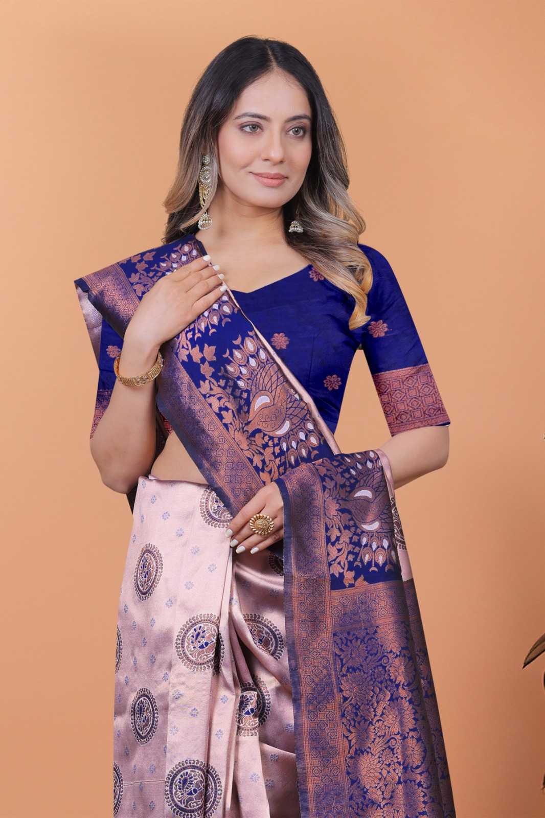 Jacquard Designer Saree in Sky
