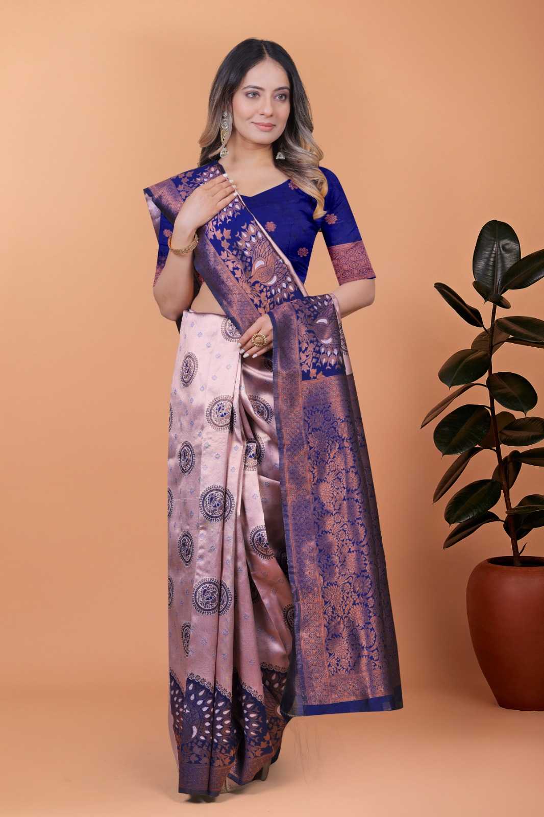 Jacquard Designer Saree in Sky