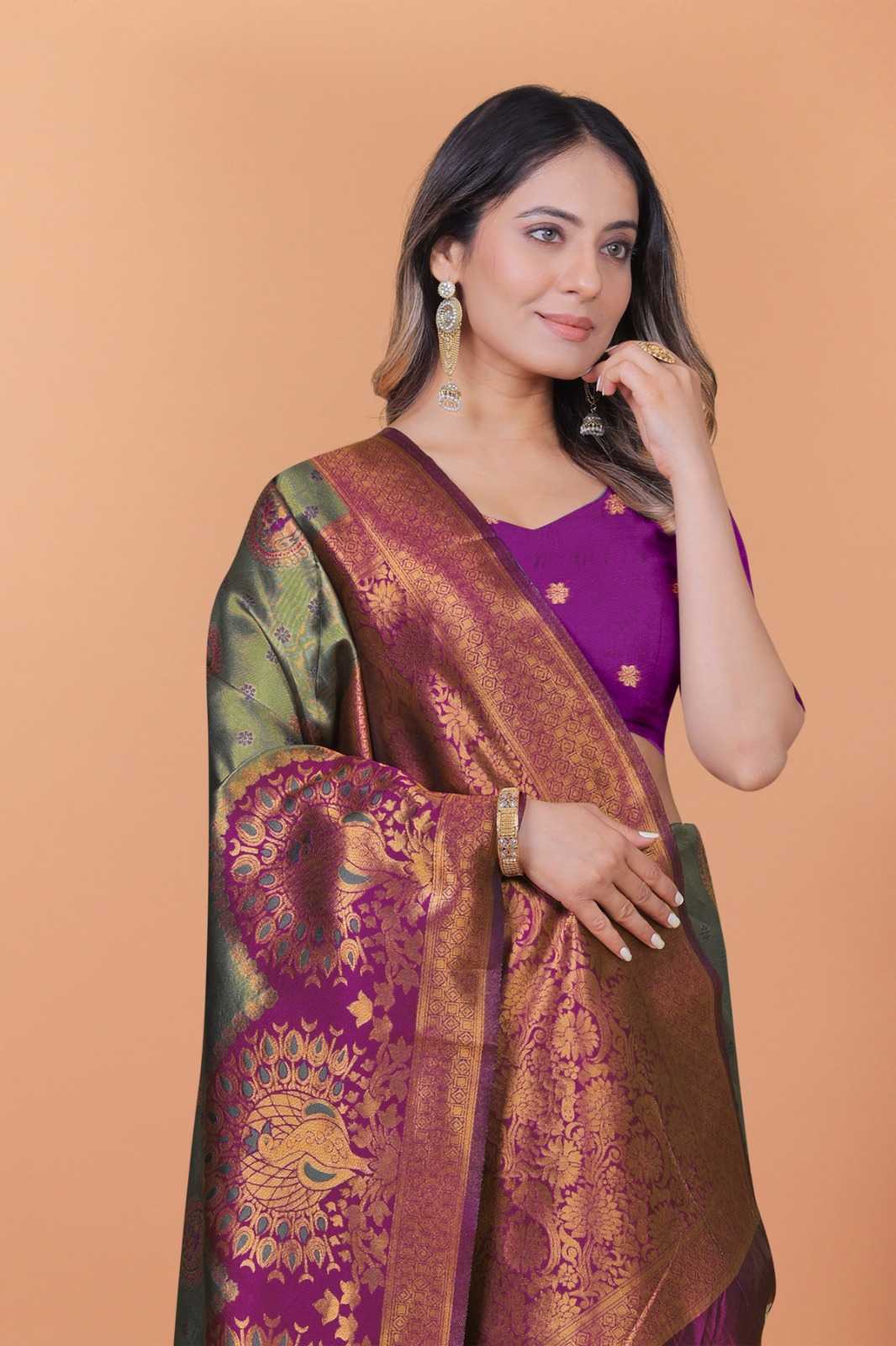 Jacquard Designer Saree in Sky
