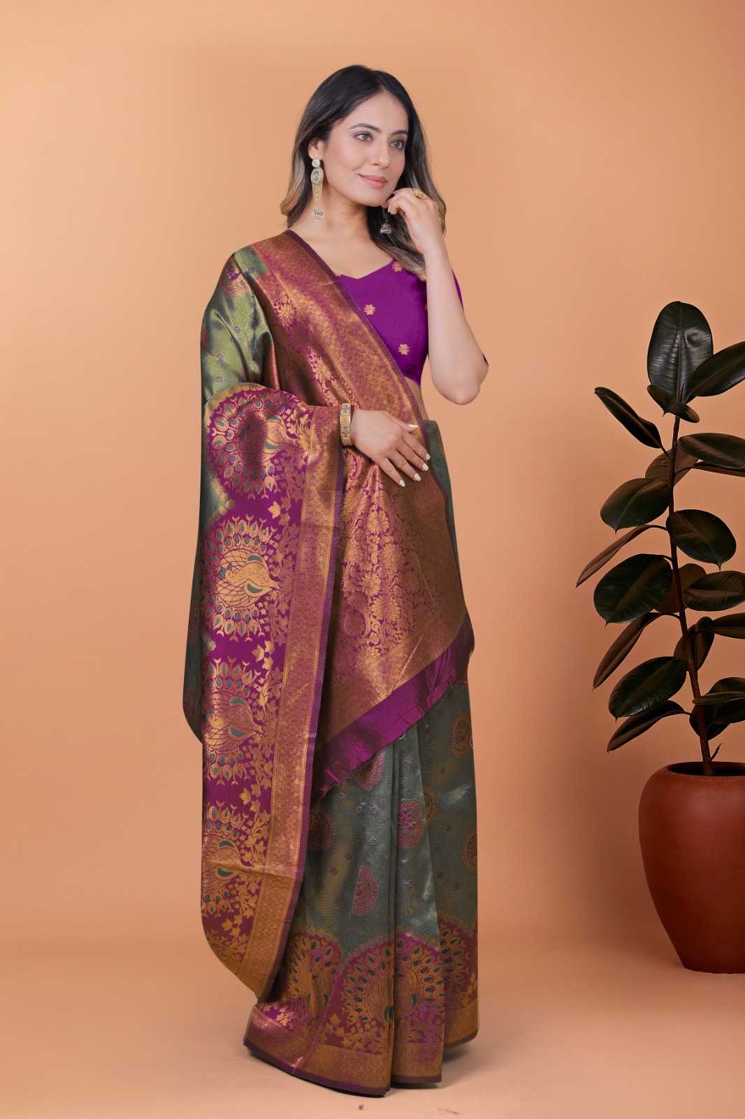 Jacquard Designer Saree in Sky