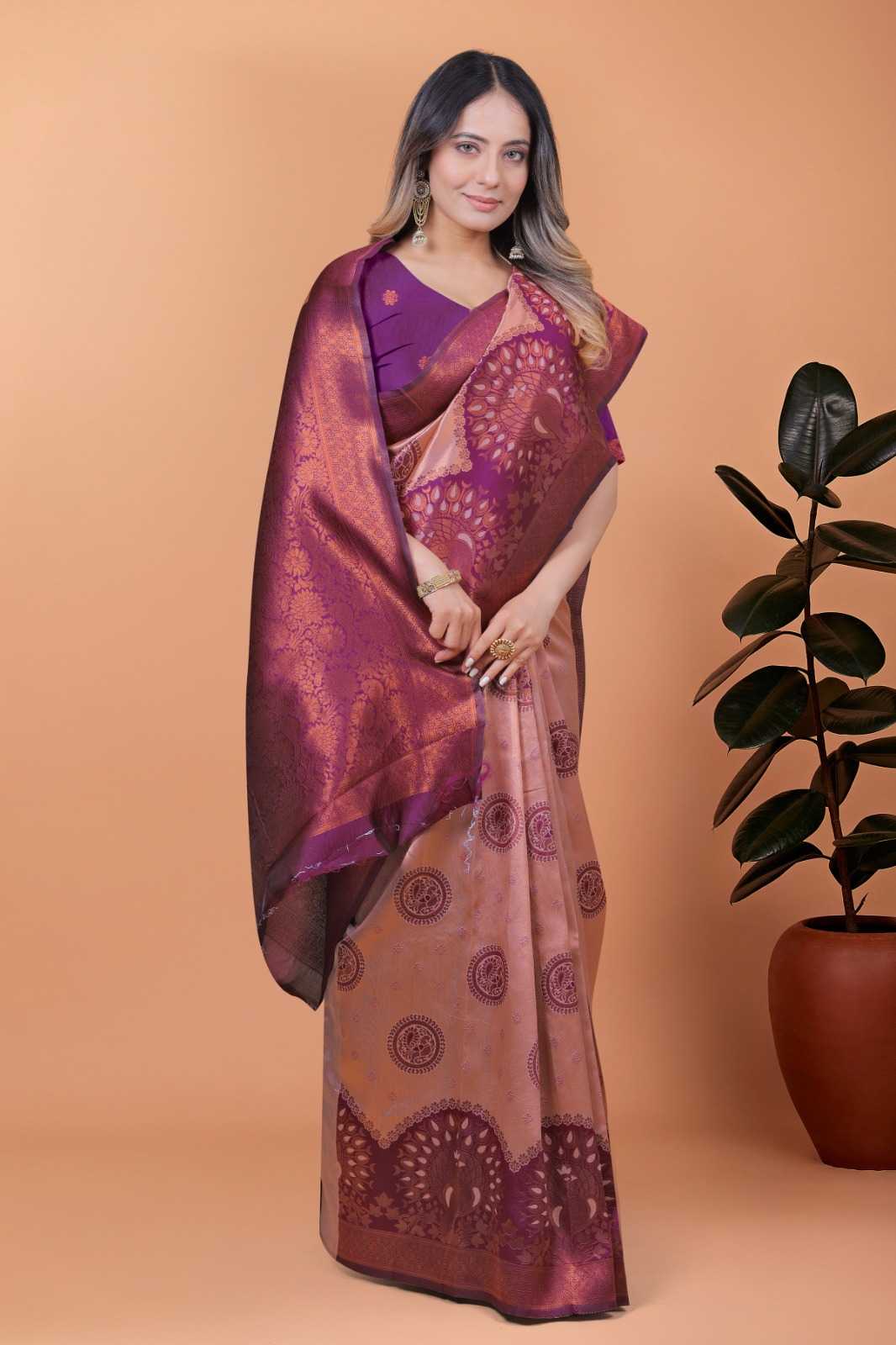 Jacquard Designer Saree in Sky