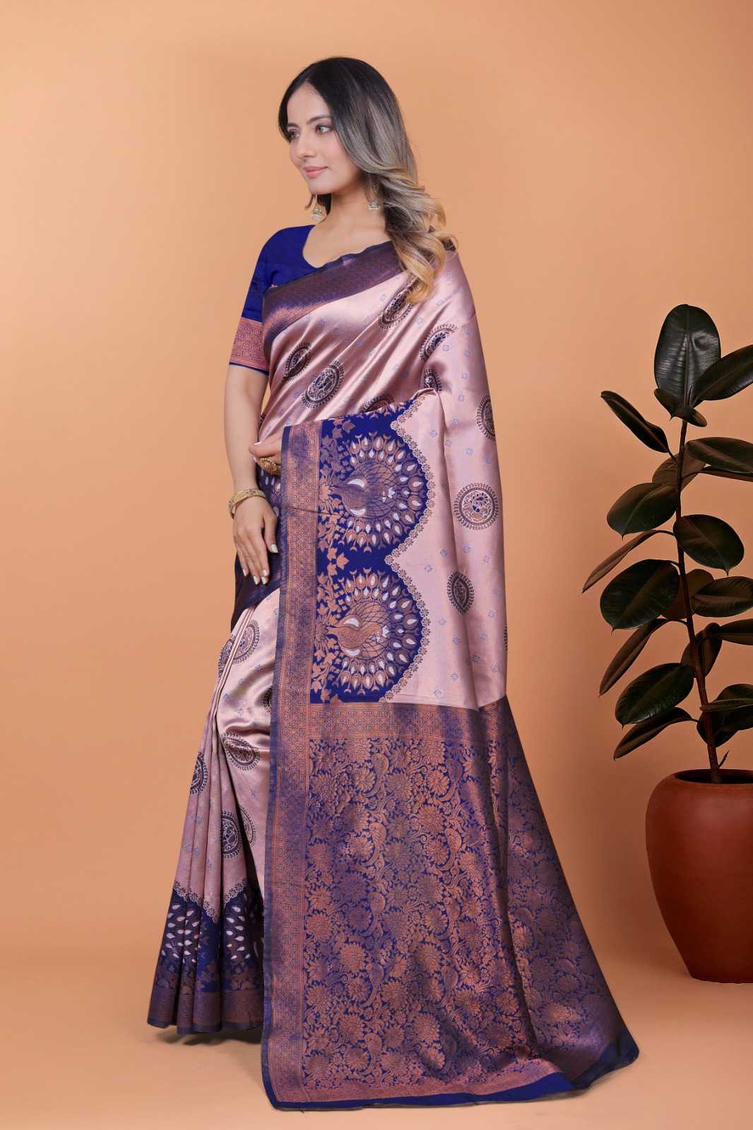 Jacquard Designer Saree in Sky