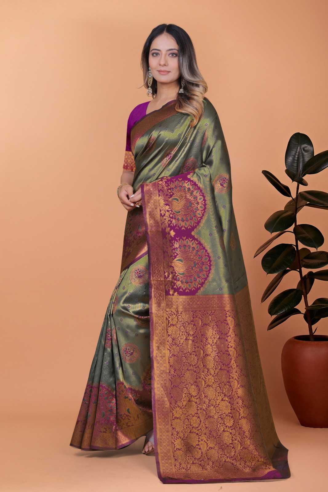 Jacquard Designer Saree in Sky