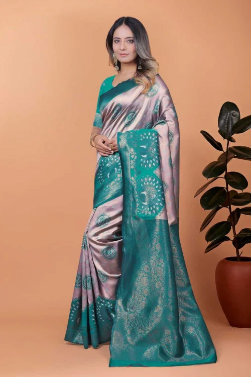 Jacquard Designer Saree in Sky