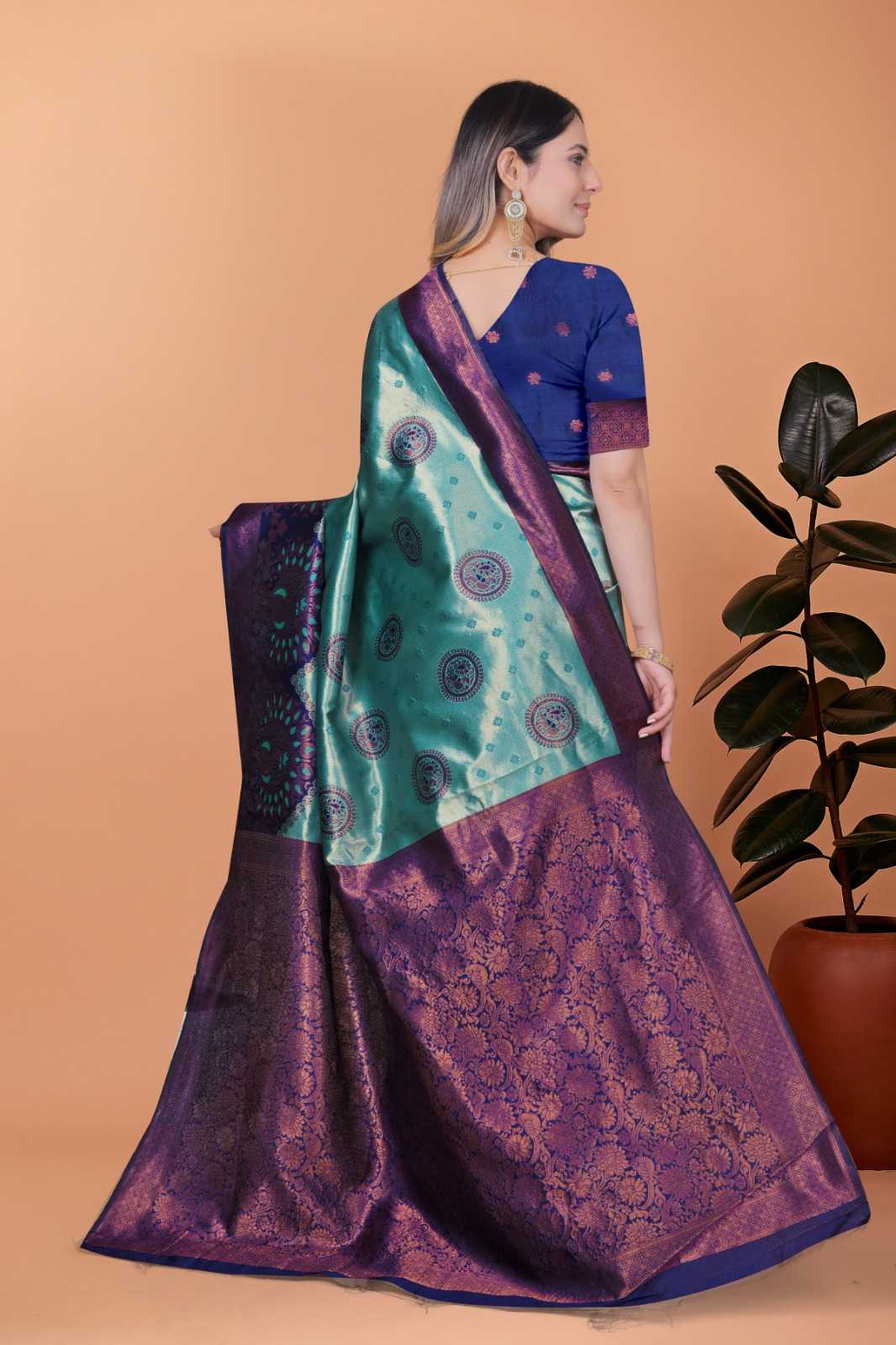 Jacquard Designer Saree in Sky