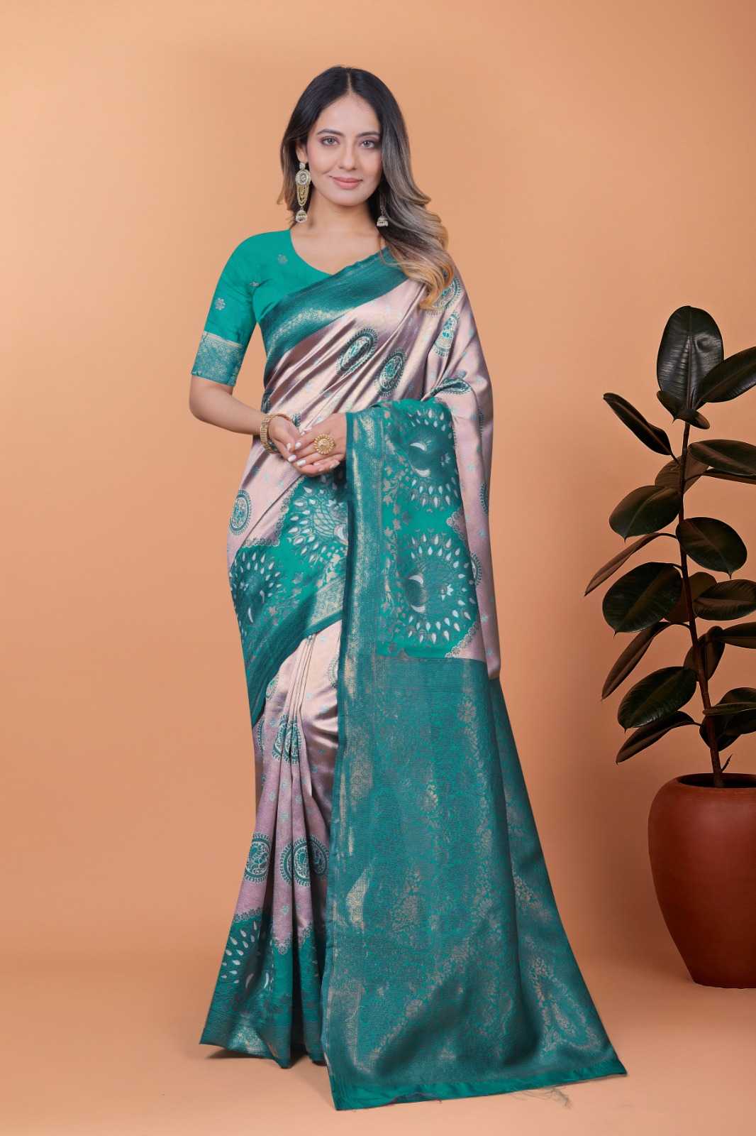 Jacquard Designer Saree in Sky