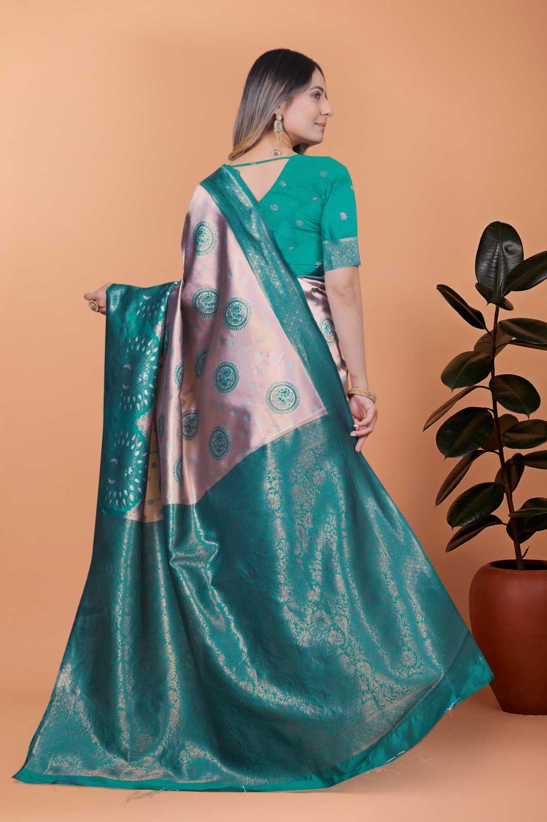 Jacquard Designer Saree in Sky