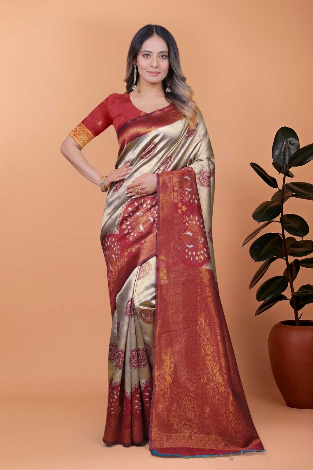 Jacquard Designer Saree in Sky