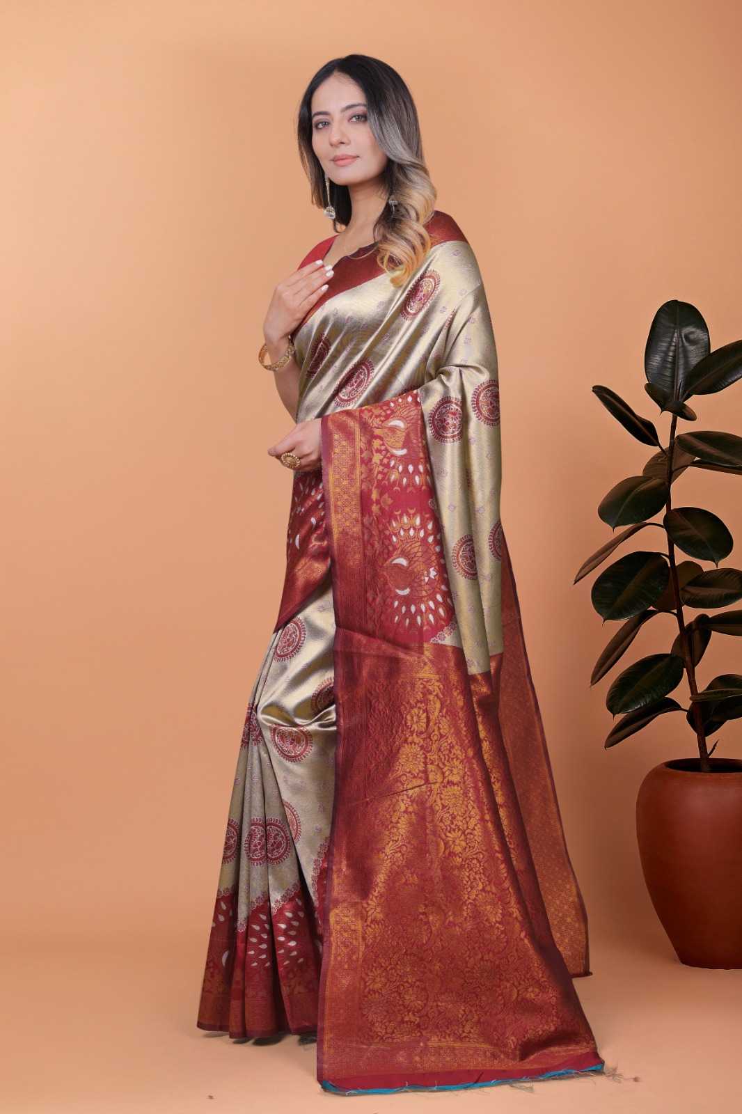 Jacquard Designer Saree in Sky