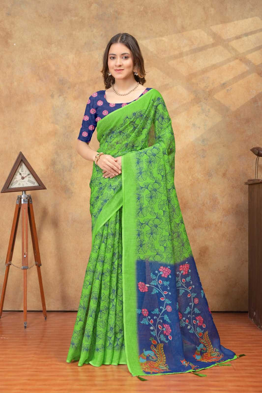 Linen Printed Saree