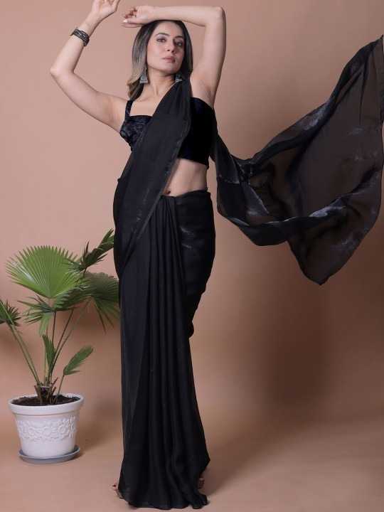 Black Plain Fancy Designer Saree