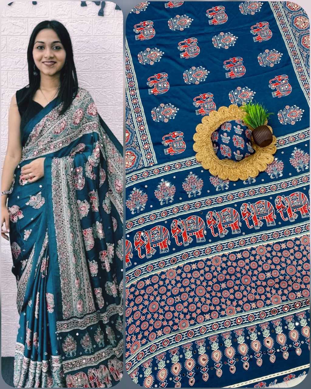 Gajji Silk Designer Saree in Bottle Green