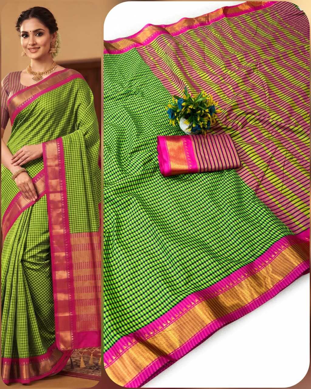 Chex Cotton Designer Saree