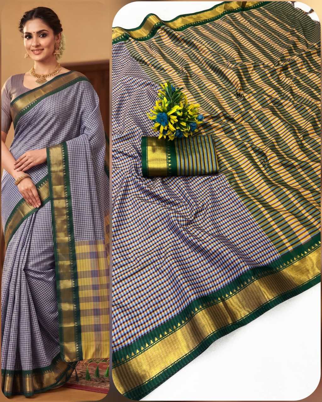 Chex Cotton Designer Saree
