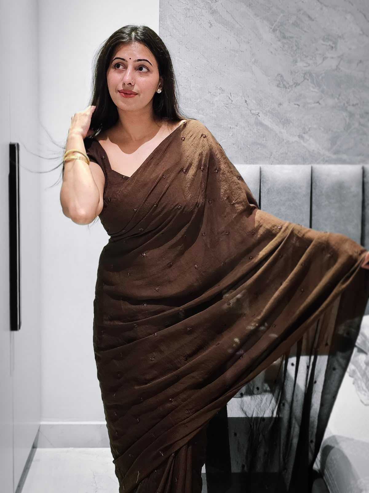 Coffee Crush Silk Designer Saree