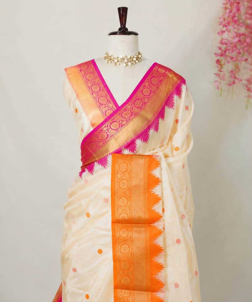 Manasvi Lichi Silk Floral Saree