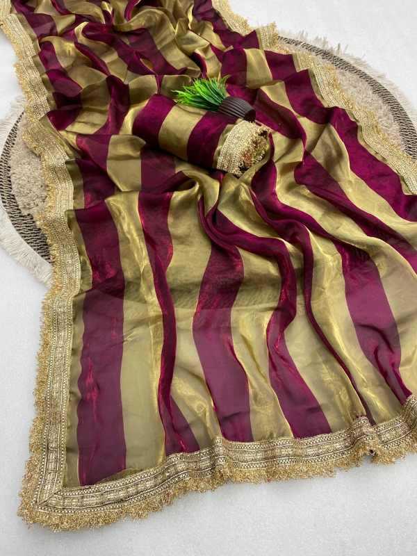 Patta Satin Designer Saree