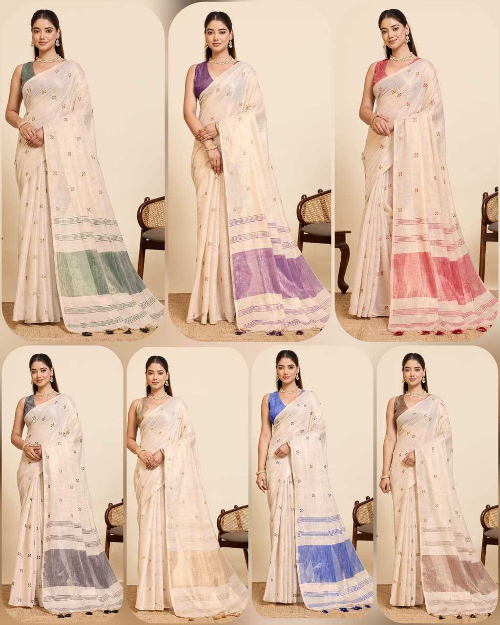 Linen Designer Silk Saree