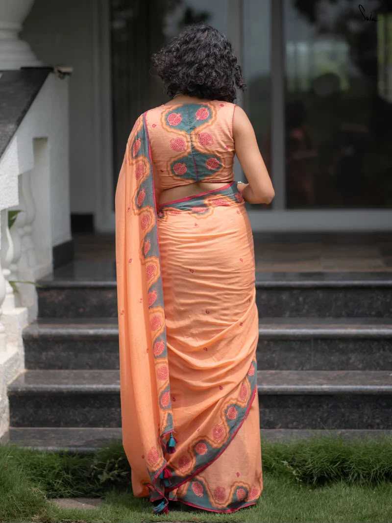 Cotton Printed Saree in Red