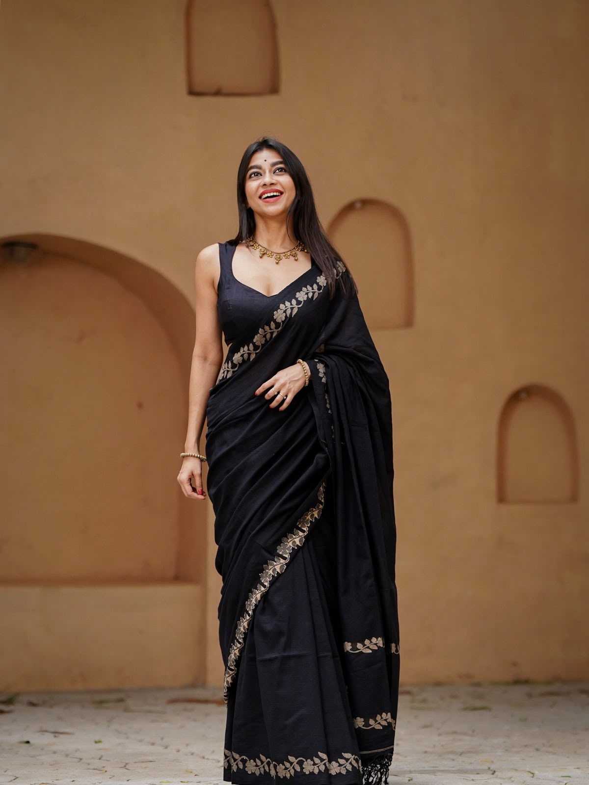 Cotton Printed Saree in Cream