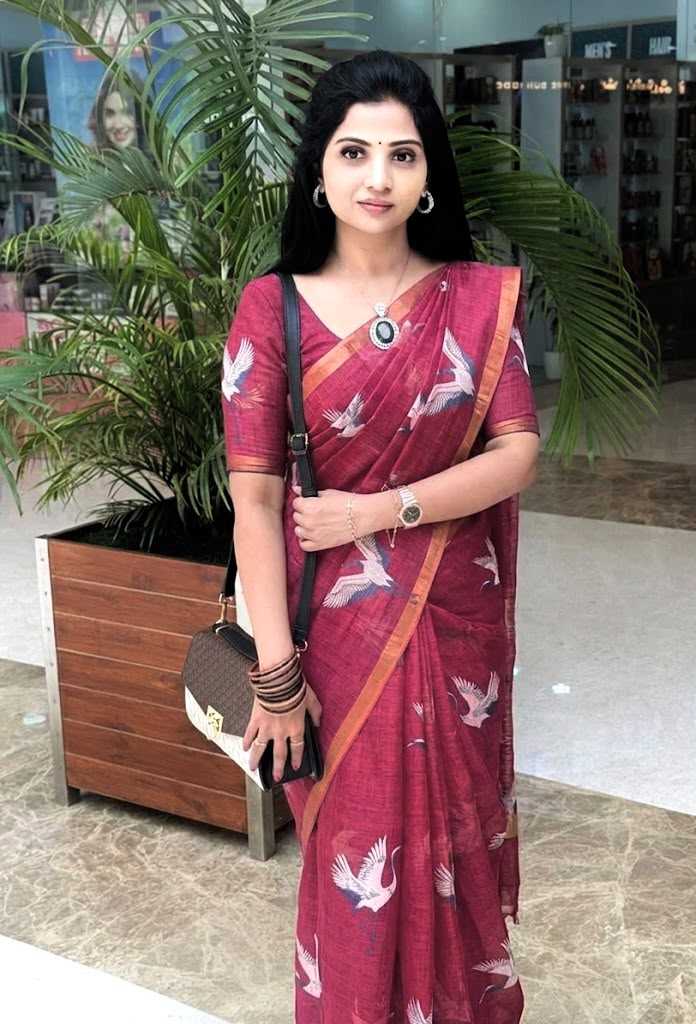 Cotton Printed Saree in Violet