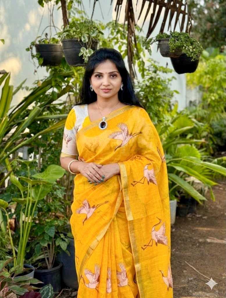Cotton Printed Saree in Violet