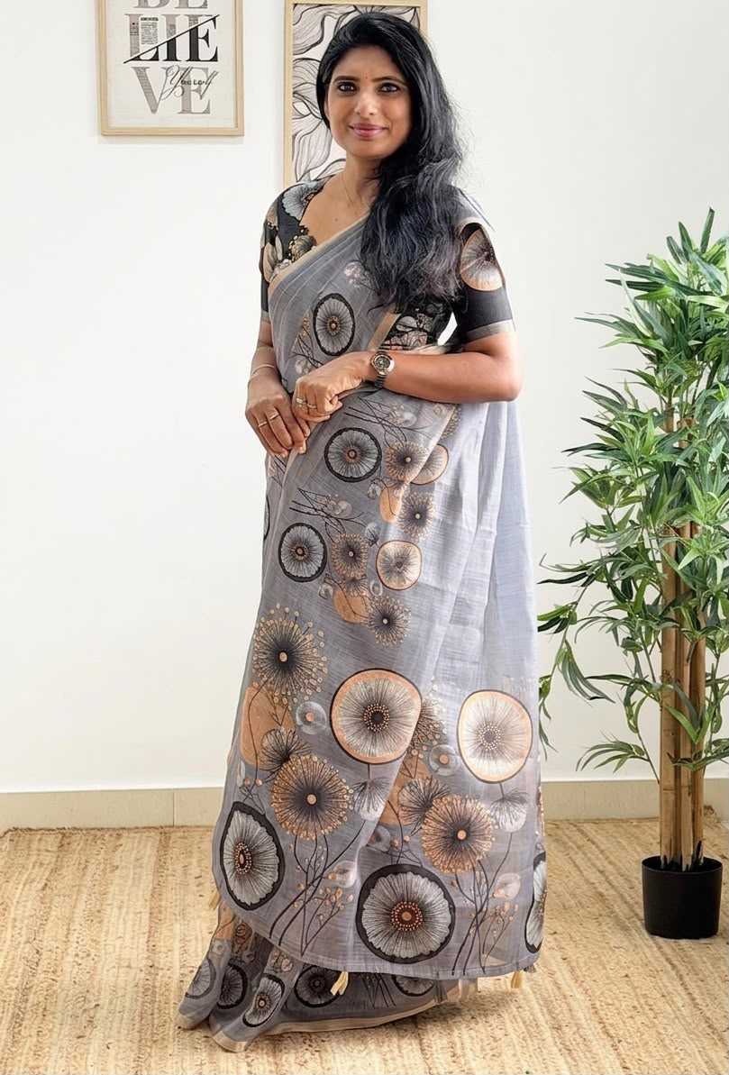 Cotton Designer Saree in Salmon