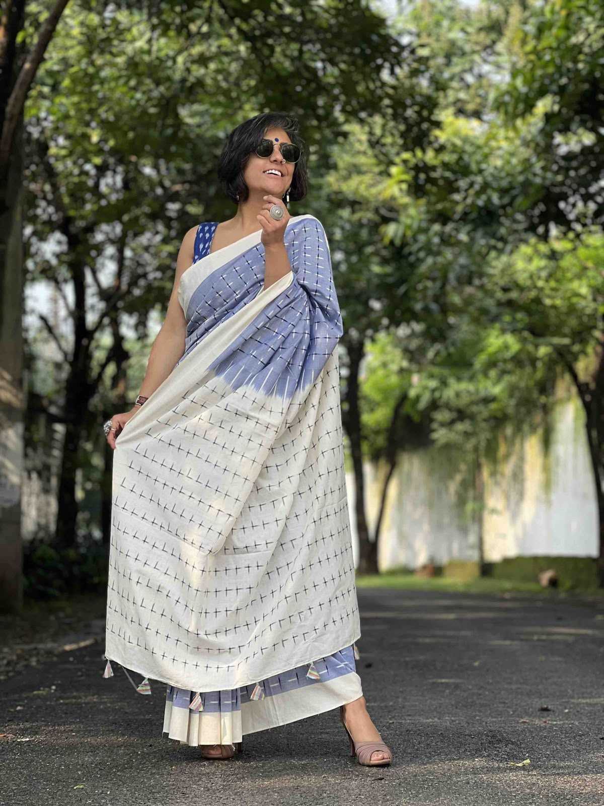 Cotton Printed Saree in Blue