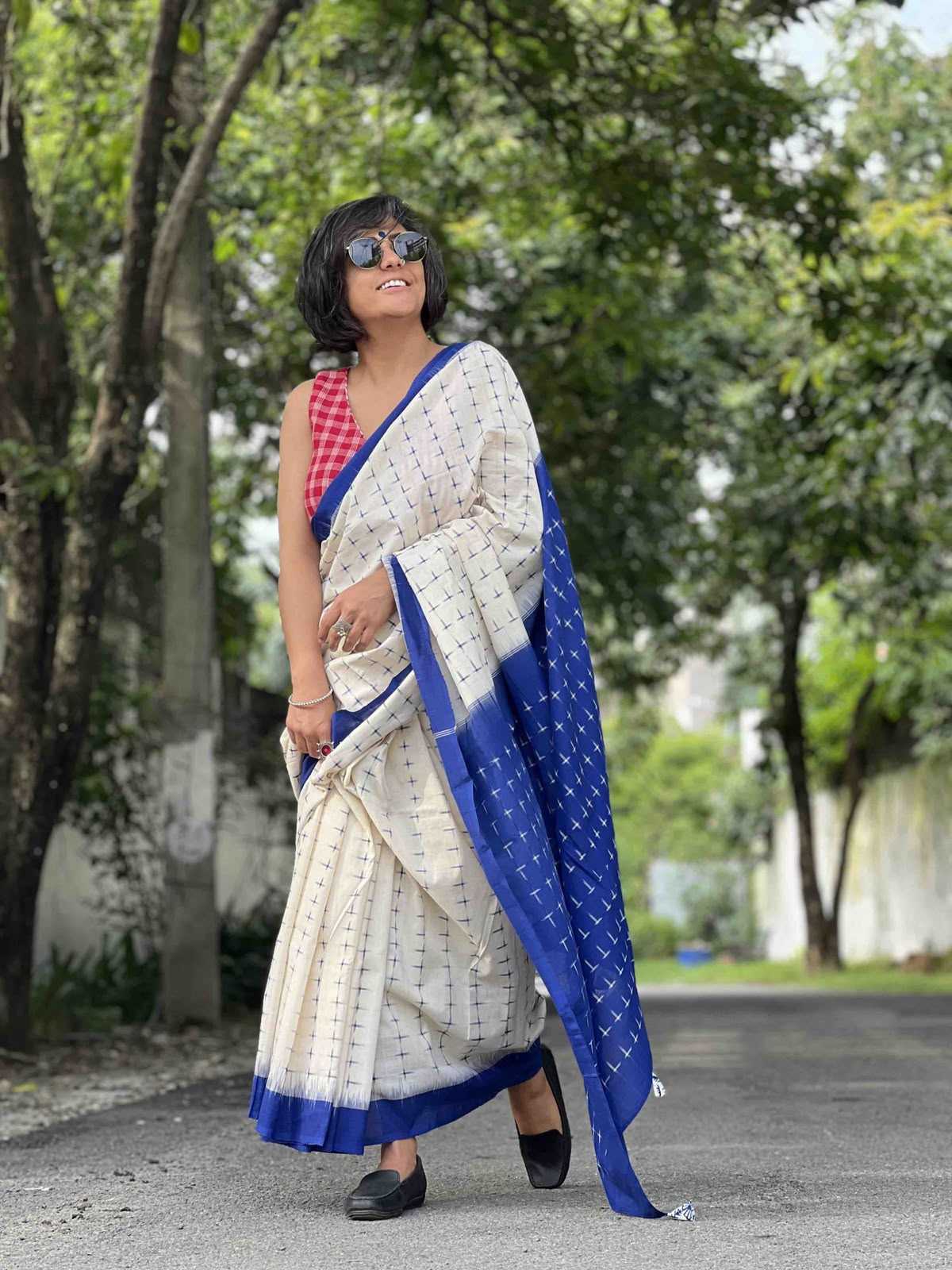 Cotton Printed Saree in Blue