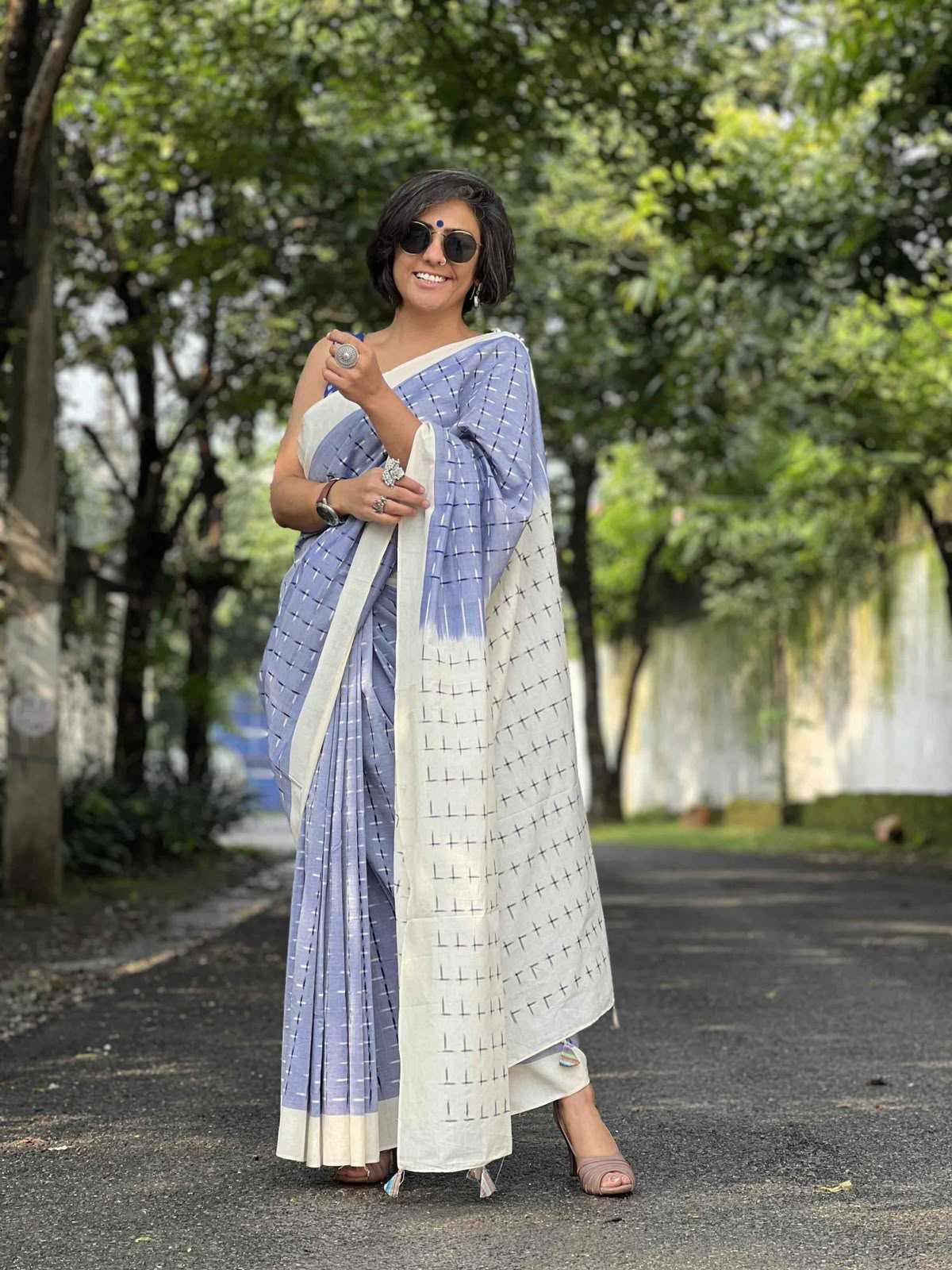 Cotton Printed Saree in Blue