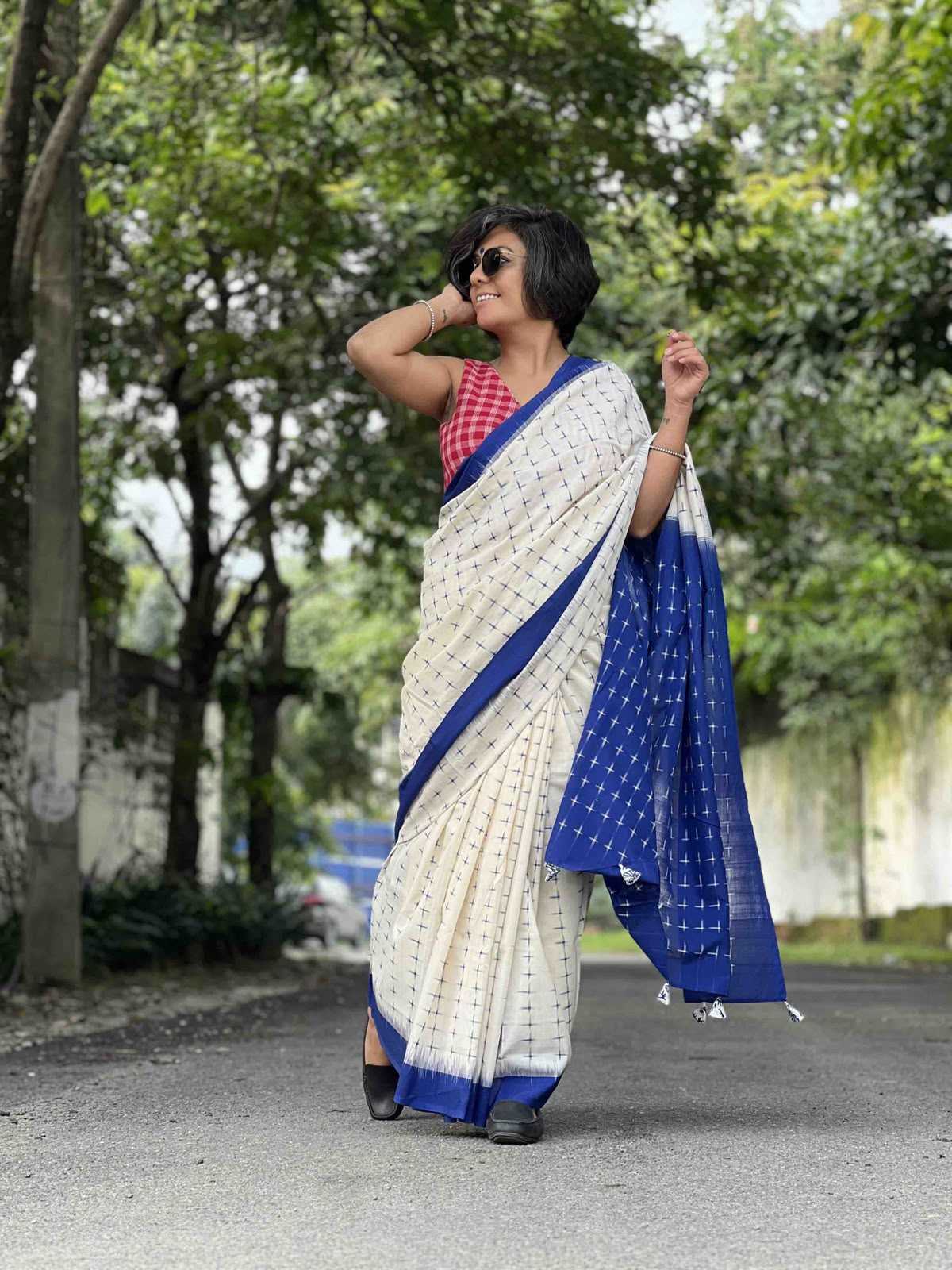 Cotton Printed Saree in Blue