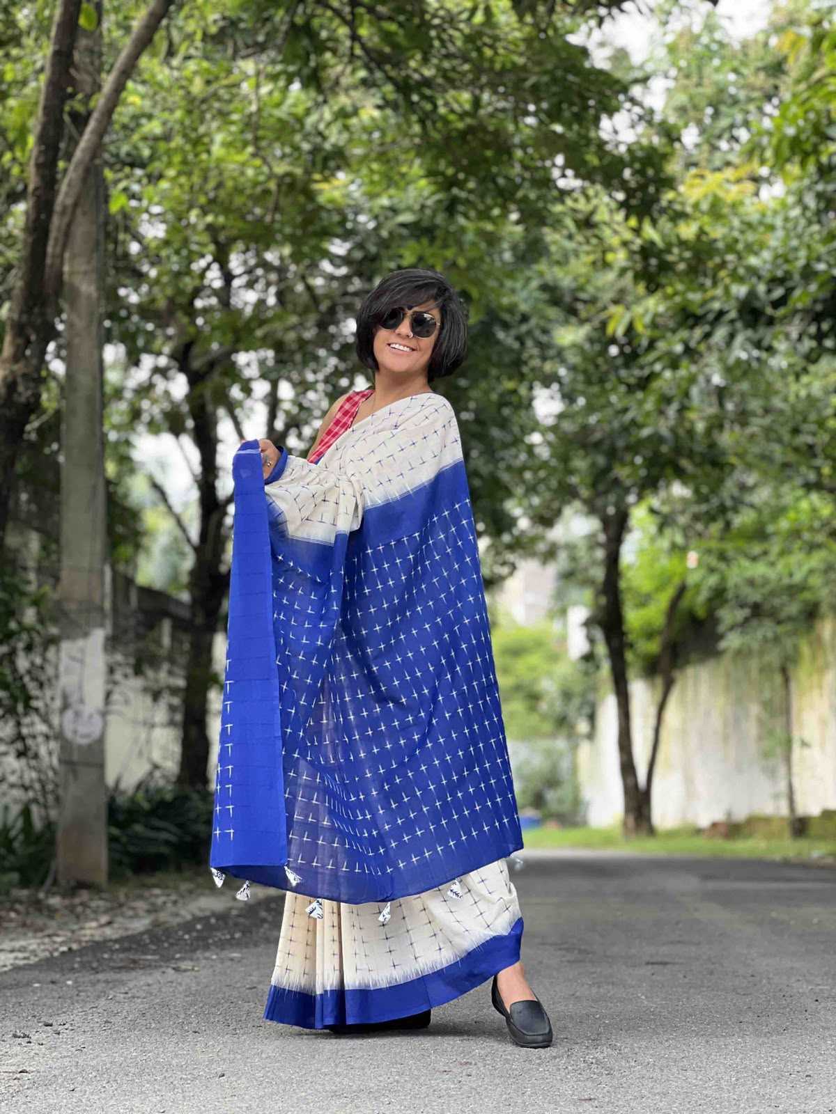 Cotton Printed Saree in Blue