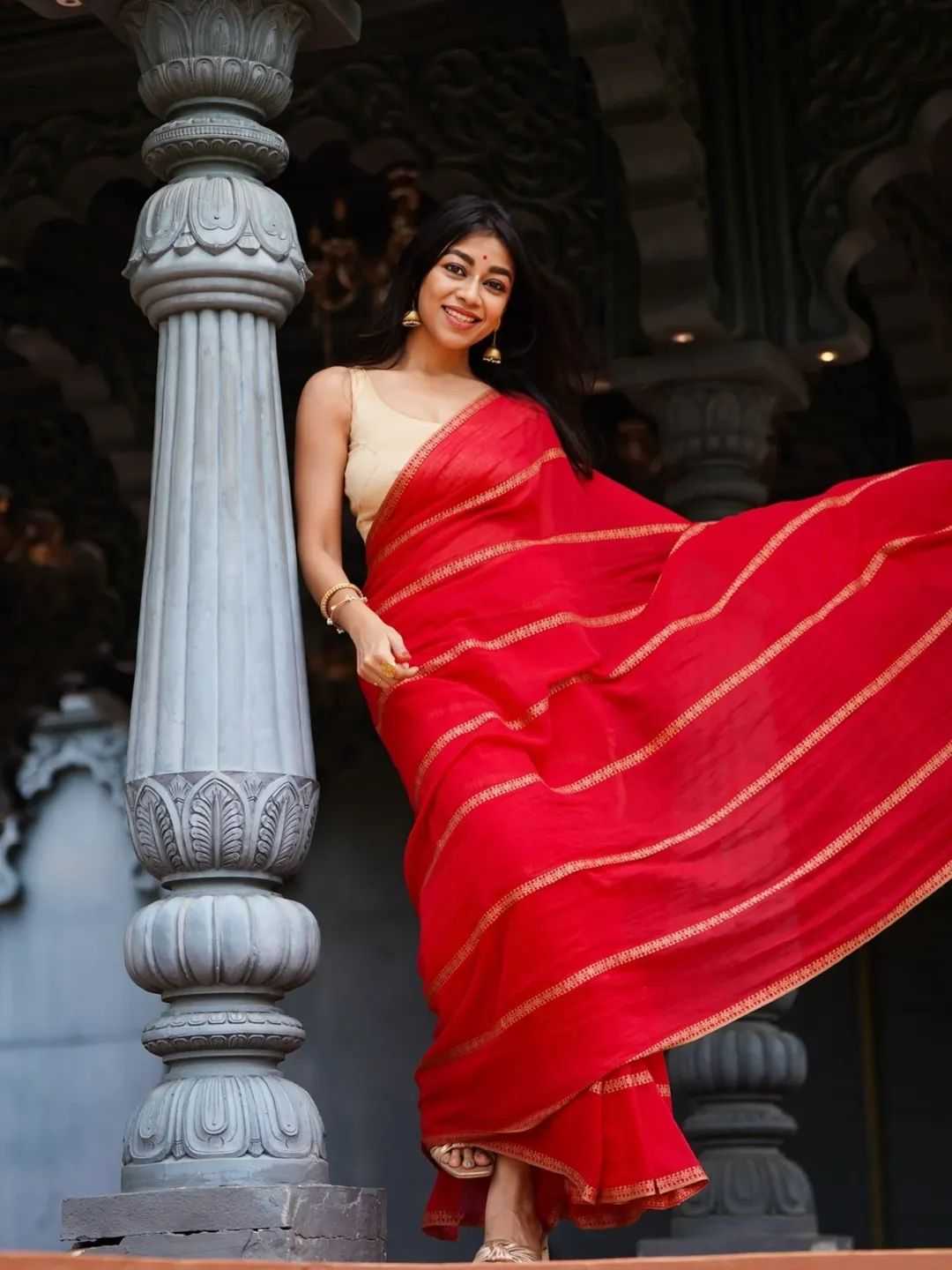 Cotton Printed Saree in Dark Green