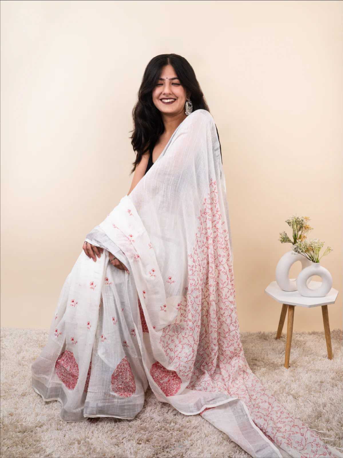Cotton Printed Saree in Grey