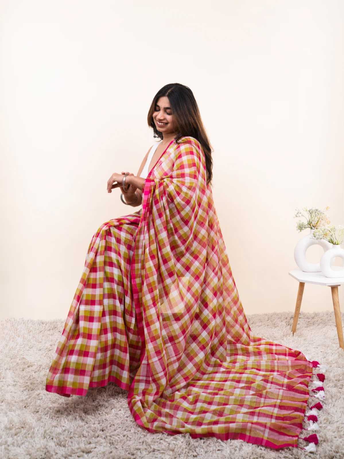 Cotton Designer Saree in Sky