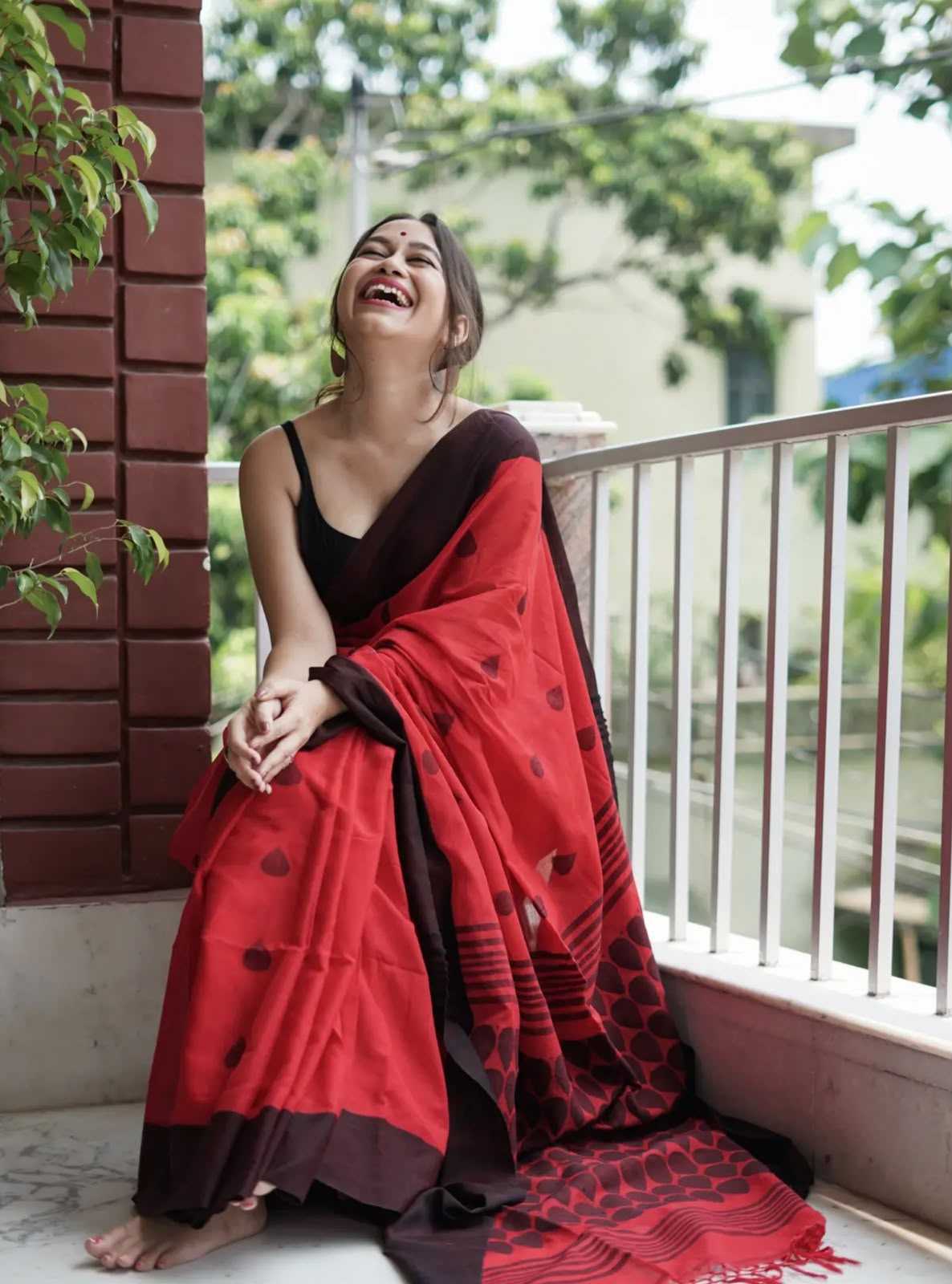 Cotton Printed Saree in White