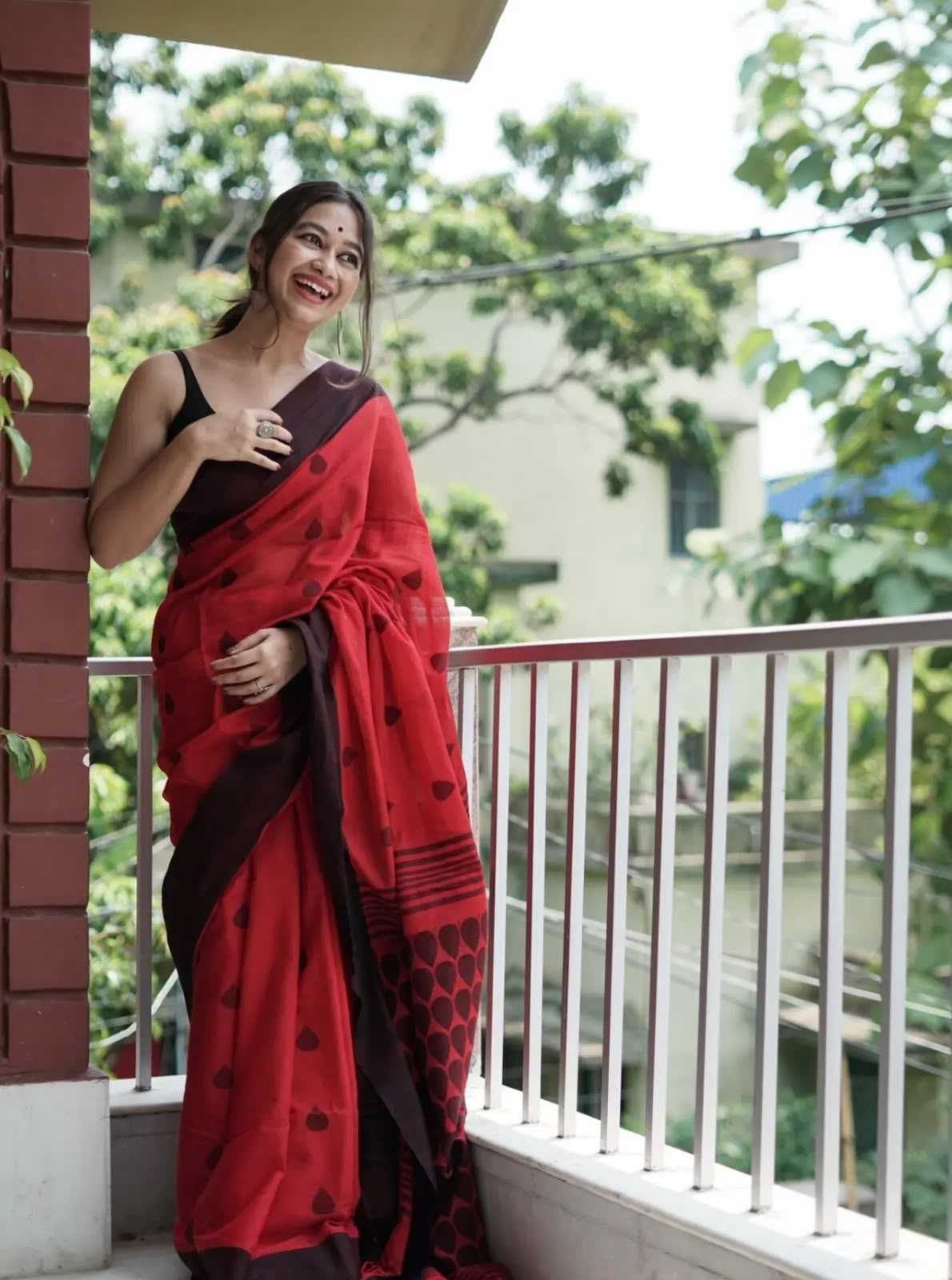 Cotton Printed Saree in White