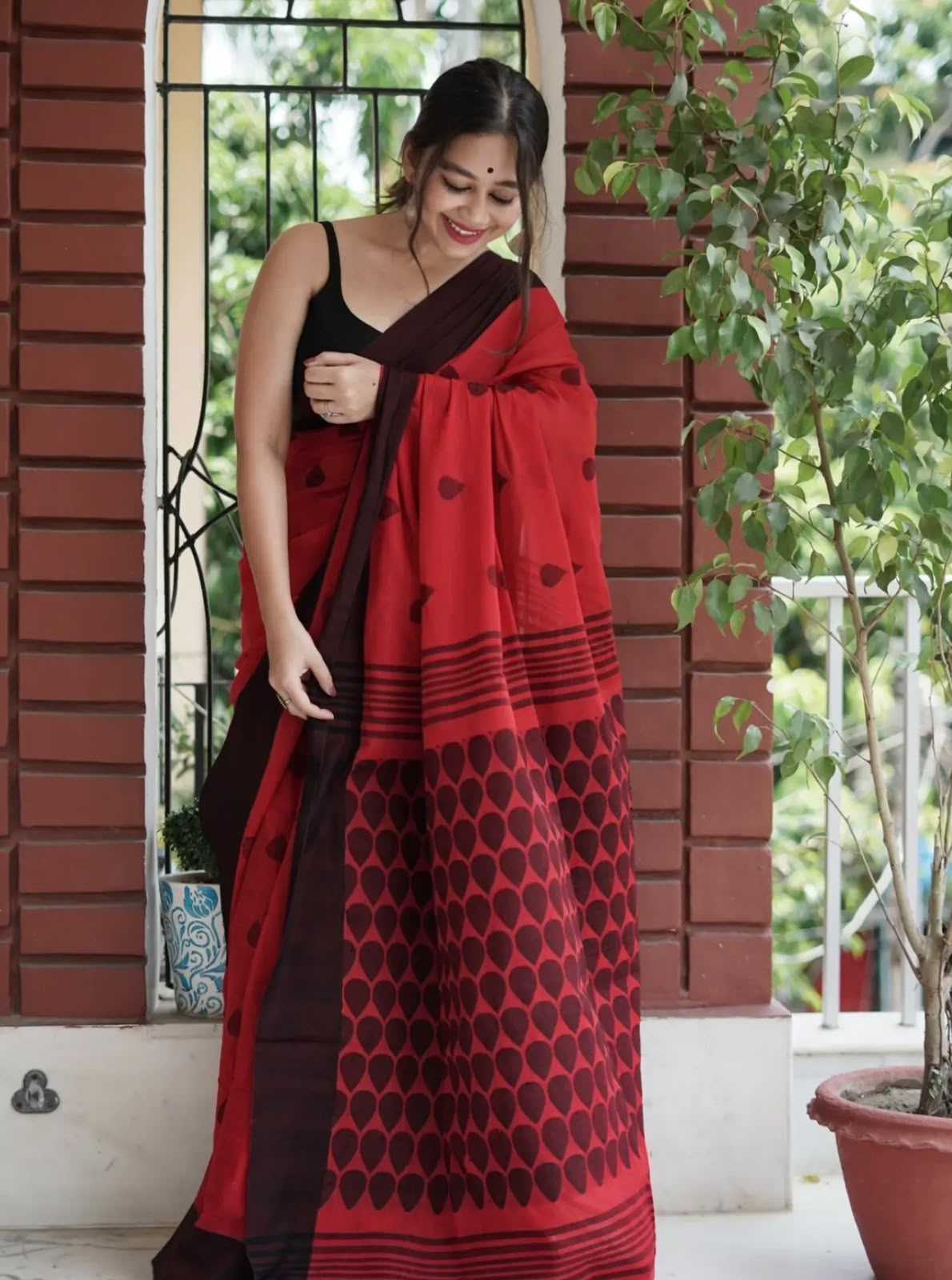 Cotton Printed Saree in White