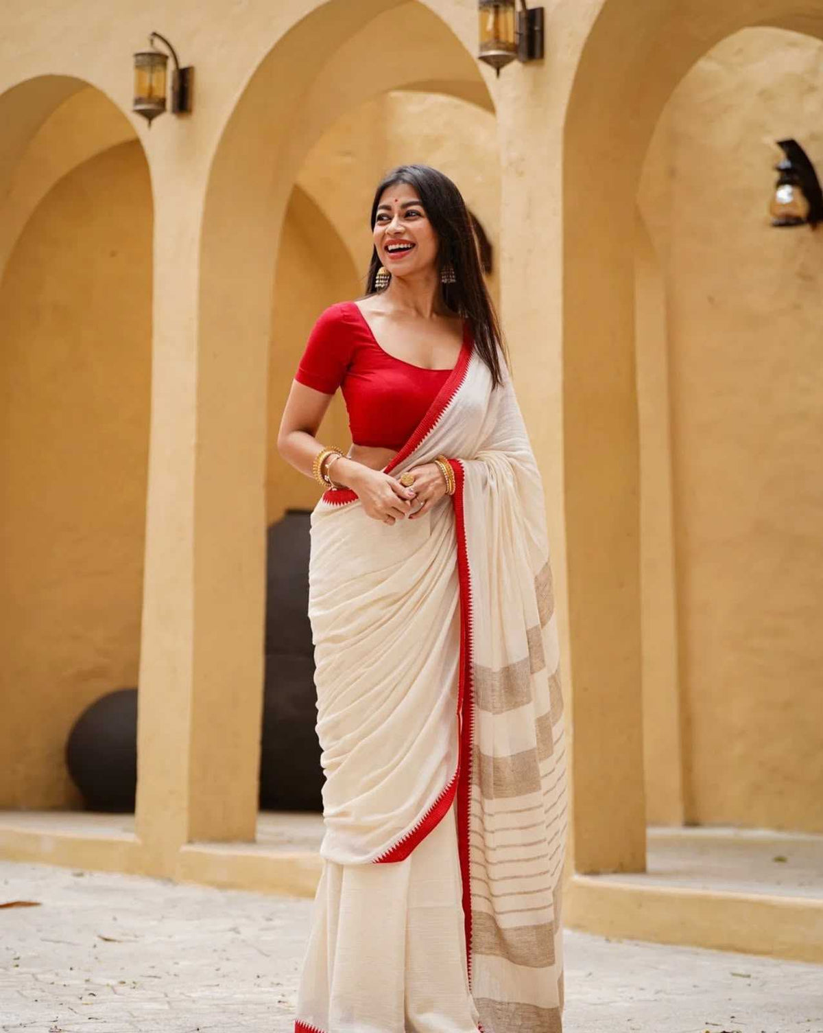 Cotton Designer Saree in White