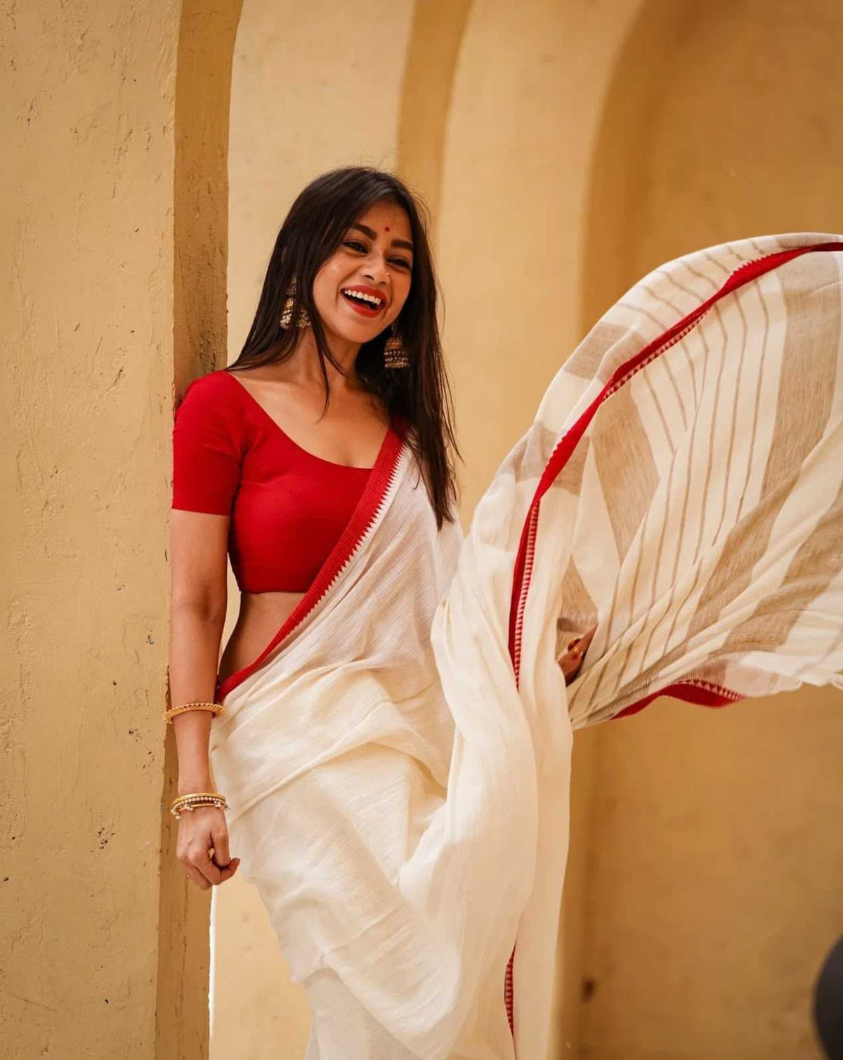 Cotton Designer Saree in White