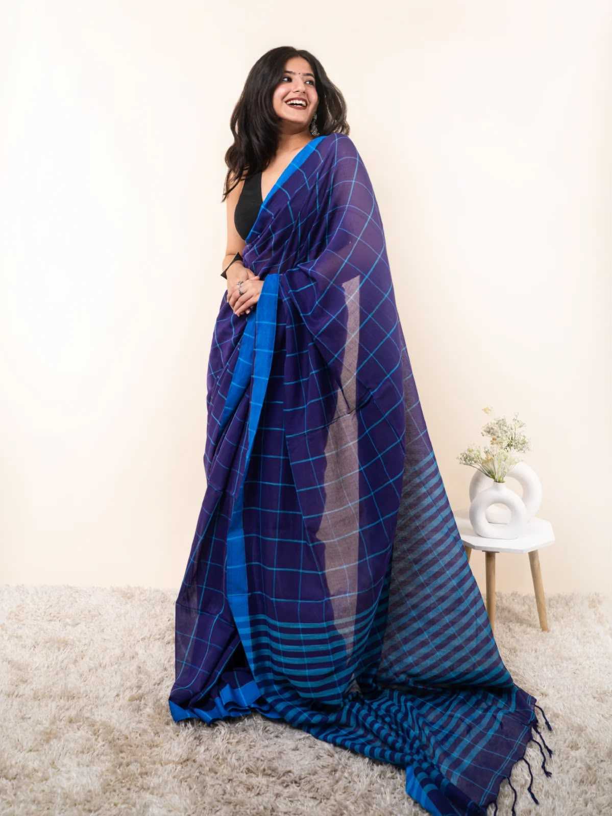 Cotton Designer Saree in Peach