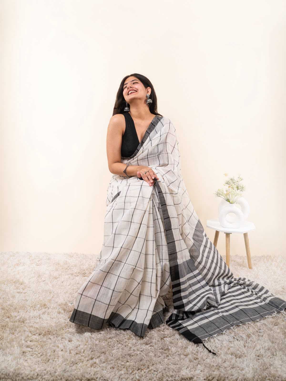 Cotton Designer Saree in Peach